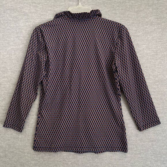 J. McLaughlin Durham Ruffle Top Womens S Catalina Geometric Blue Career Office - Picture 4 of 11